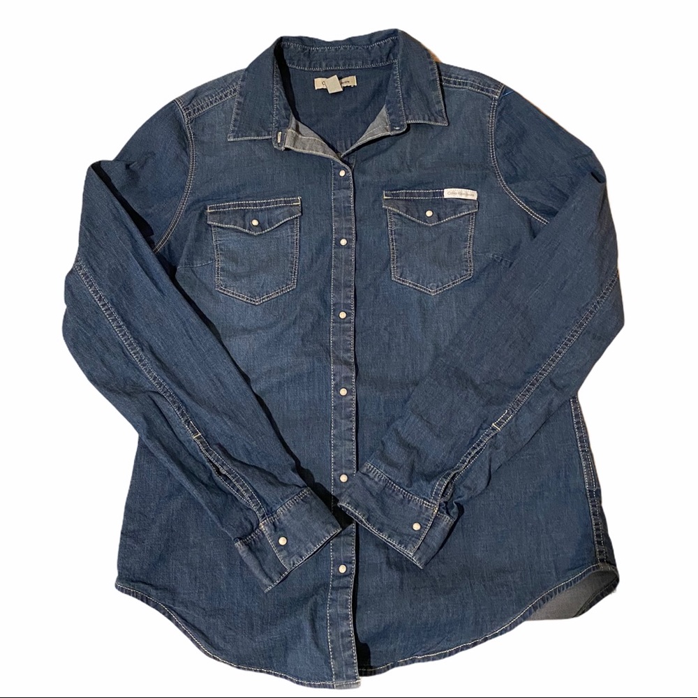 Calvin Klein Vintage Snap Denim Jean Chambray - Picture 1 of 10